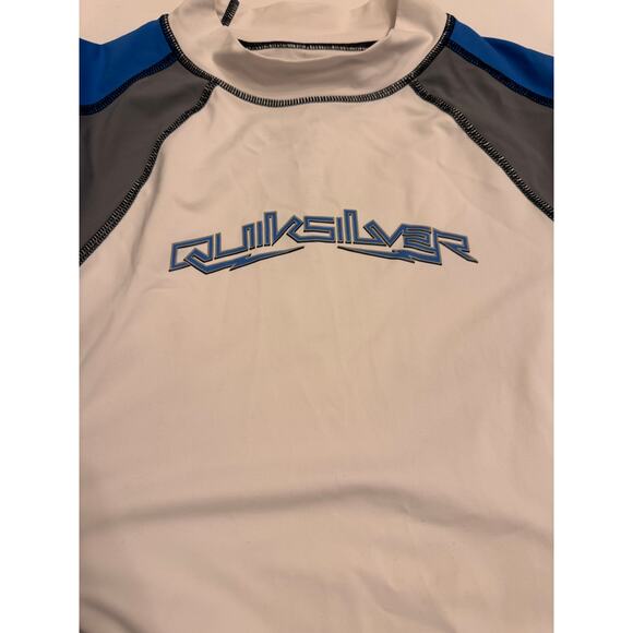 Quiksilver Men's Long Sleeve Rash Guard Blue/White Sz XXL UVTech - Picture 2 of 5
